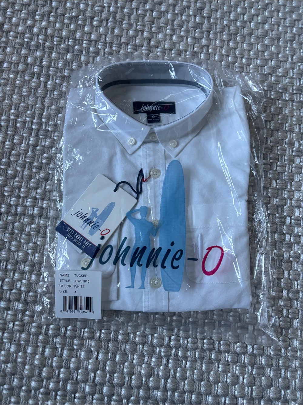 johnnie-O White Button-Down Shirt with Surf Graphic